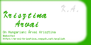 krisztina arvai business card