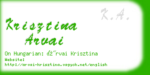 krisztina arvai business card